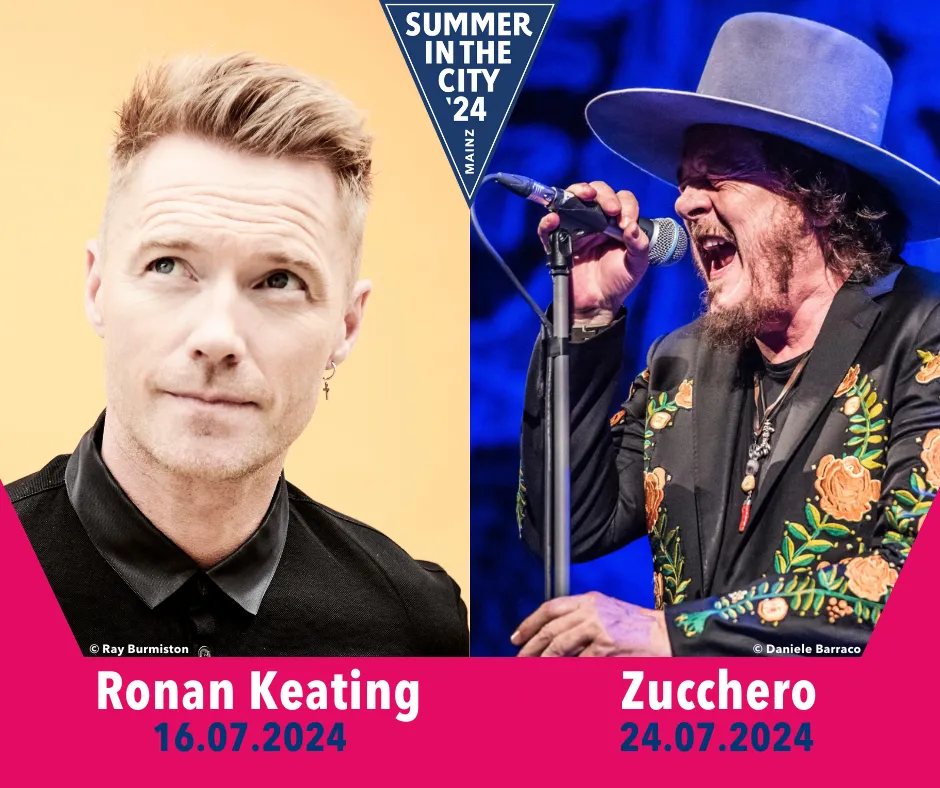 Neue Ankündigungswelle bei „Summer in the City“ 2024: Ronan Keating und Zucchero treten auf der Zitadelle in Mainz auf