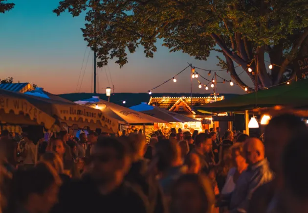 Mainzer Weinmarkt abends