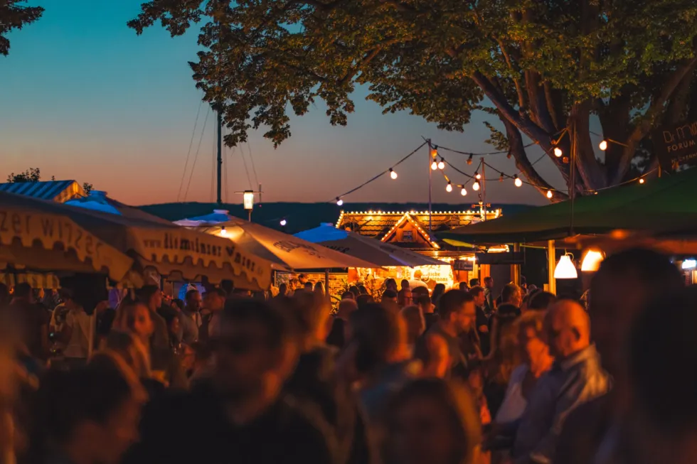 Mainzer Weinmarkt abends